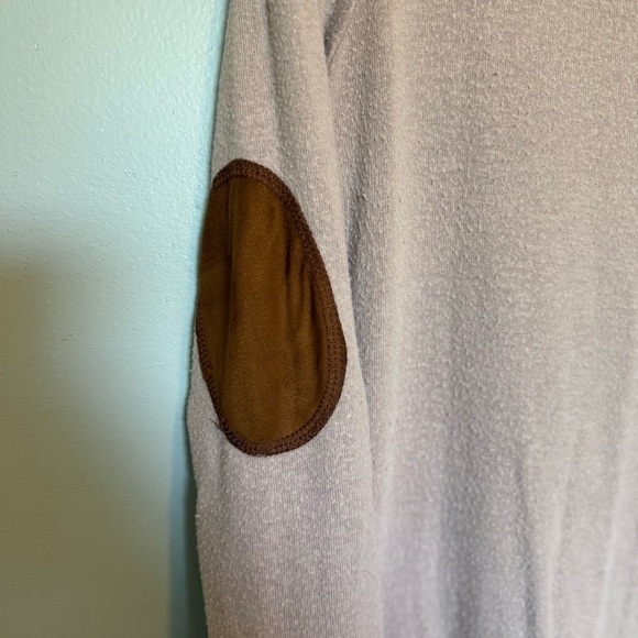 Staccato Blush Knit Brown Elbow Patch Tunic Button Down Back Size Medium - Picture 2 of 8